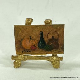 Very Small Oil On Panel With Brass Display Easel Signed 'O'Neal'