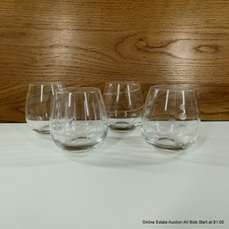 4 Mikasa Cheers Etched Stemless Wine Glasses