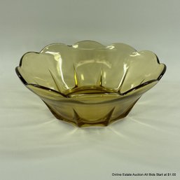 Vintage Amber Glass Scalloped Edge Bowl
