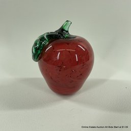 Peacock Glass Works Elwood Glass Apple Paperweight