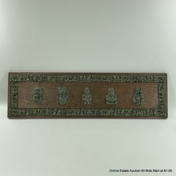 Original Zarebski Maya Reliefs Plaque Malachite With 5 Figurines Mid-Century Original Wall Art Hanging