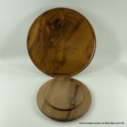 Vintage Oregon Myrtle Wood Platter & Stand