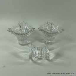 Waterford Knife Rest & 2 Crystal Candlestick Holders
