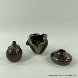 3 Miniature Vases 2 Signed