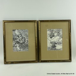 2 Vintage Japanese Wood Block Prints
