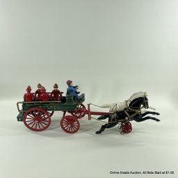 Antique Cast Iron Horse Drawn Fire Patrol Toy