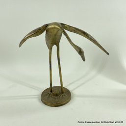 Japanese Brass Crane Sculpture