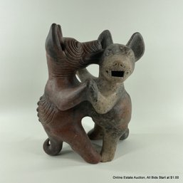 Vintage Colima Style Terra Cotta Dancing Dogs