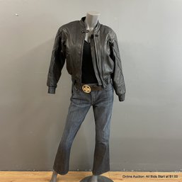 Echetes Leder Black Leather Jacket Size 42