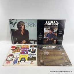 Four Vinyl Records From Dion, Rare Earth In Concert, Urban Cowboy Soundtrack, And Super Hits Collection