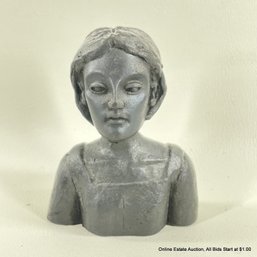 Carved Wax Hollow Bust Of Woman