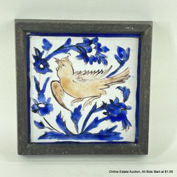 Antique Painted Persian Tile In Frame