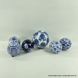 6 Tozai Home Blue & White Porcelain Decorative Balls