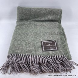 Johnstons Of Elgin The Cashmere Bothy Rug Throw Blanket Green Herringbone