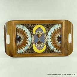 Vintage Inlaid Tray Morpho Butterfly Wings