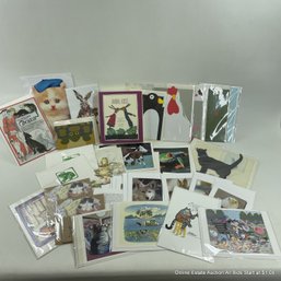 Collection Of Animal Related Note Cards As Photographed, Including Wolf Erlbruch's Animal Kisses