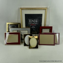 Nine Assorted Red And Gold Picture Frames