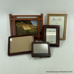 Five Assorted Wood Picture Frames In Various Sizes