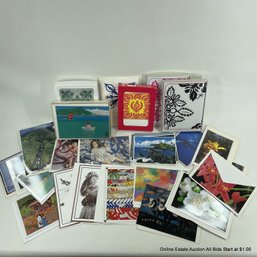 Large Assorted Collection Of Hawaiian  Postcards, Stationary Note Cards, And Two Journals