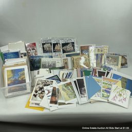 Large Assortment Of Note Cards, Post Cards, And Stickers, As Photographed