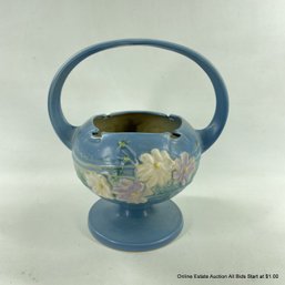 Roseville Pottery Blue Cosmos Basket 357-10