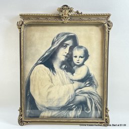 Vintage Framed Madonna & Child Print