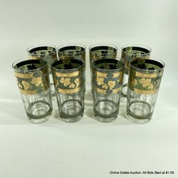 Vintage MCM Cera Glass Company Golden Grapes Highball Tumblers