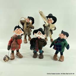 5 Vintage Simpich Elf Figurines 6'