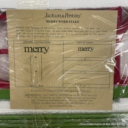 Jackson & Perkins Merry Word Stake In Original Box