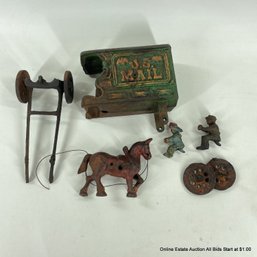 Antique Die-Cast Metal US Mail Carriage With Horse And Driver