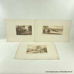 Three Antique Etchings From The Original Drawings In The Collection Of R.P. Knight Of Claude Lorrain Drawings