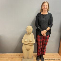 Large Sandstone Or Sanded Concrete Sculpture Of A Nude Woman (LOCAL PICKUP ONLY)