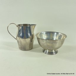 Paul Revere Reproductions Sterling Silver Cream & Sugar Bowl Total Weight 158 Grams