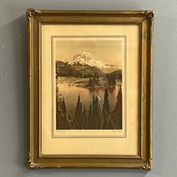 Asahel Curtis Print Of Mt. Rainier In Pie Crust Frame