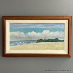 Olaf Palm Oil On Panel 'Baby Beach' Signed In Wood Frame