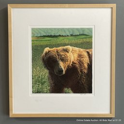 Michael Felber Framed Grizzly Print ' Grandfather' Pencil Signed