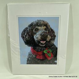 Susan Wiersema Black Christmas Poodle Painting On Paper Unsigned