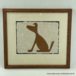 Petroglyph 'illo Hawaiian Dog On Hand Made Paper Framed