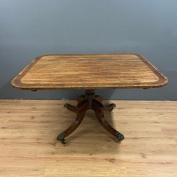 Antique 19th Century Rosewood & Walnut Tilt Top Table With Claw Feet  (LOCAL PICKUP ONLY)