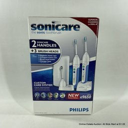 Sonicare Deluxe Edition Elite E9650 Toothbrush Set With 2 Handles And 3 Brush Heads , New In Box