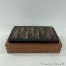 Jeffery & Katrina Seaton Decorative Wood Box With Lid, Black Palm, Pink Veneer, & Cocobolo, Signed