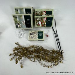 Assorted Christmas Decor And Hooks