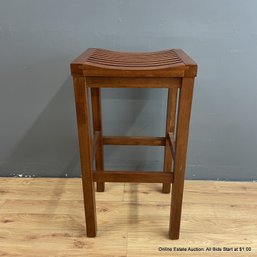 Slatted Backless Wood Bar-Height Stool (Local Pick Up Only)