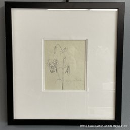 Rosalyn Gale Powell Single Stalk Lilies Ink On Paper Pencil Signed