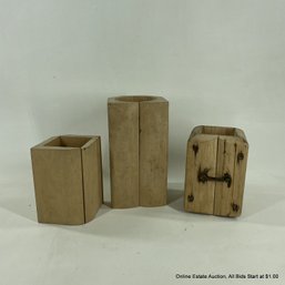 Three Wooden Hinged Molds