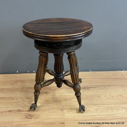 Wood Piano Stool With Claw And Glass Ball Feet