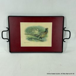 Vintage Serving Tray With Pheasant Print