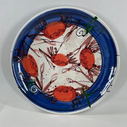 Large Crab Themed Serving Platter Signed Toby