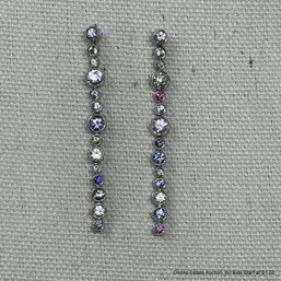 18K White Gold Sapphire & Diamond Earrings 7.49 Grams