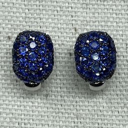 18K White Gold & Sapphire Pave Earrings 6.95 Grams